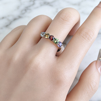 Bague en argent sterling 925 plaqué rhodium, sertie de pierres précieuses naturelles de différentes sortes, taille ronde, vente en gros d'usine, pour femme, cadeau, usage quotidien