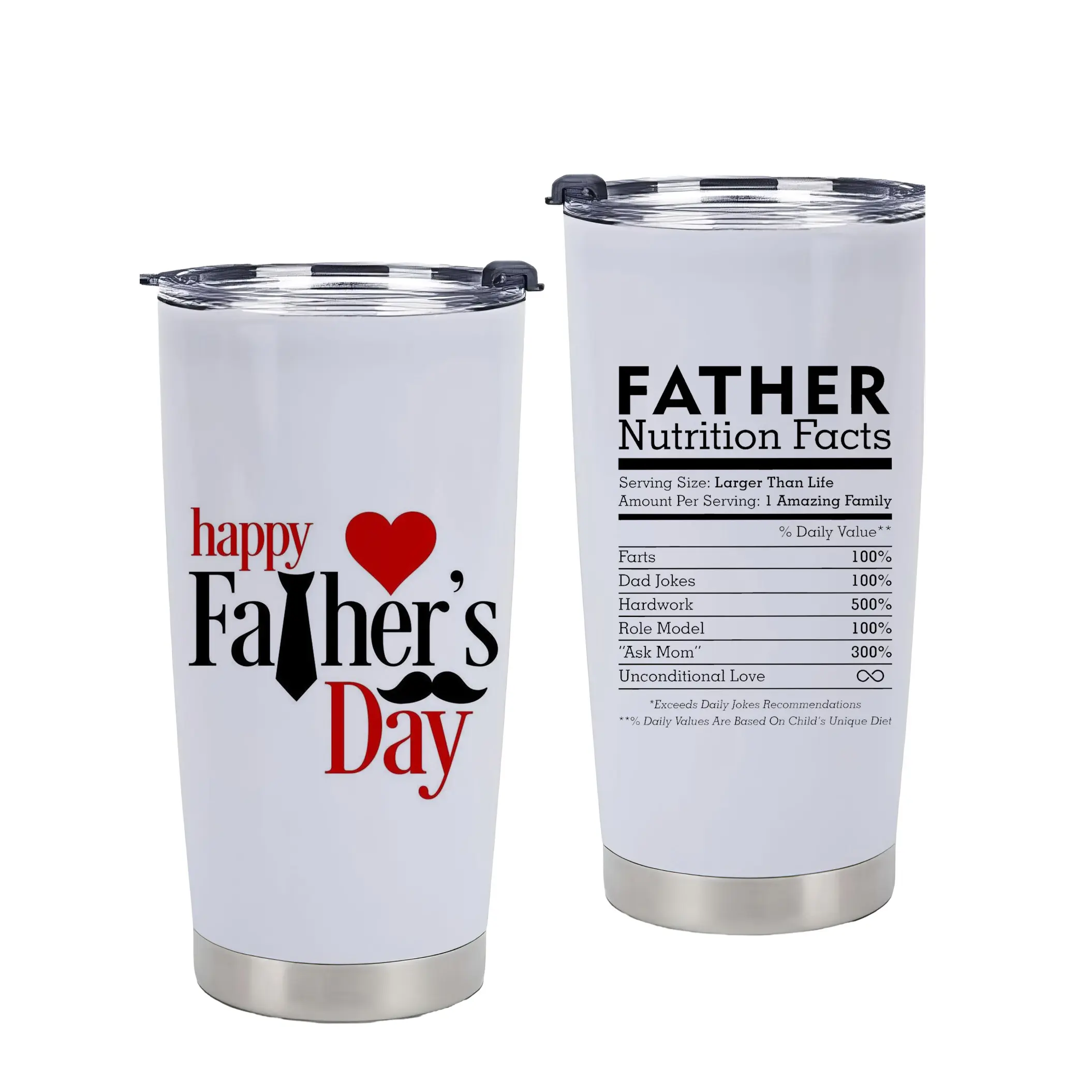 Happy Fathers Day Gifts 20oz Best Dad Cups Stainless Steel Insulated Tumbler Double Wall Water Bottle with Straw and Lid