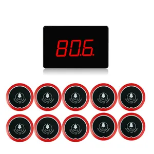 Restaurant Electronic Waiter Calling Table Wireless Bell Buzzer System 1 Number Screen 10 Button