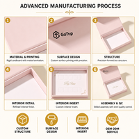 Boîte d'emballage personnalisée pour ongles press-on en carton rigide rose avec fermeture magnétique, finition mate dorée, épaisseur 2 mm, forme personnalisée