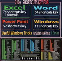 Tapis de souris de bureau compatible avec Word, Excel, PowerPoint, les raccourcis clavier Windows. Bords cousus, adaptés au jeu, au bureau et au travail.