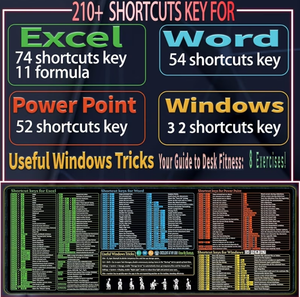 Alfombrilla de ratón para oficina compatible con Word, Excel, PowerPoint y teclas de acceso directo de Windows. Cuentas con bordes cosidos, ideales para juegos, oficina y trabajo. - Product Image 2