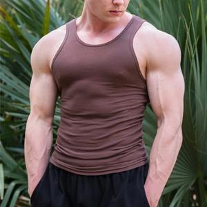 Camiseta sin mangas deportiva de verano para hombre, camiseta transpirable de punto de seda helada, acanalada, informal, ajustada, diseño, estilo muscular <span class=keywords><strong>Racer</strong></span> - Product Image 3