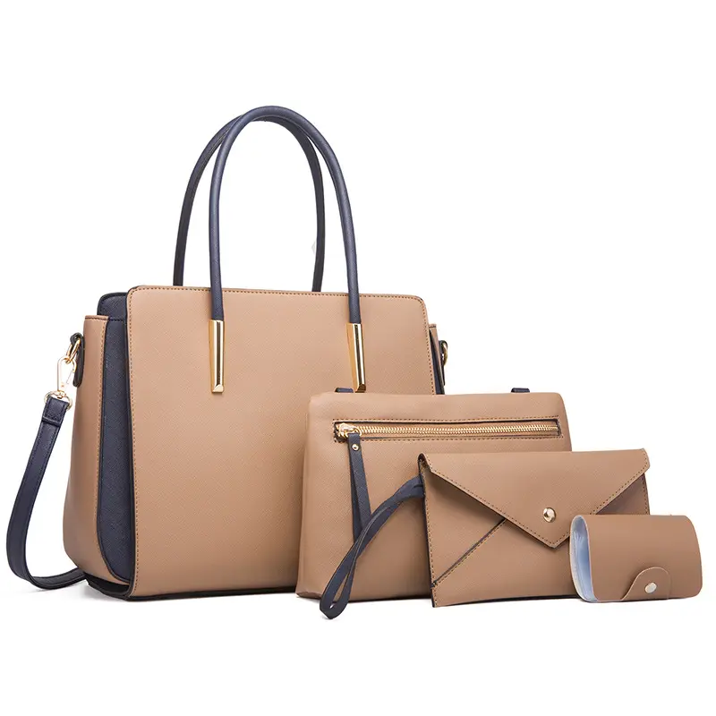 Toptan satış-moda çanta-çin'de üretilmiştir bayan el ve omuzdan askili çanta çanta ve cüzdan seti 4 adet bayan el çantaları
