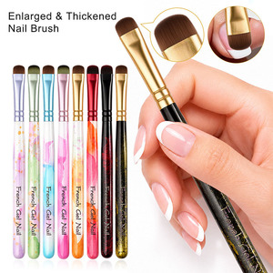 Pinceau à ongles en nylon épais avec manche en bois, pinceau large ovale pour la pose de gel et la peinture des pointes françaises pour la manucure - Product Image 4