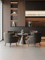 Ensemble de mobilier de restaurant pour salon de thé intérieur : Fauteuil individuel moderne en tissu, petite table d'appoint de luxe, sièges de salon commerciaux