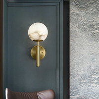 Applique Murale LED en Cuivre Massif et Marbre, Design Créatif Postmoderne de Luxe Léger pour Salons, Chambres et Salles à Manger, Abat-jour Blanc