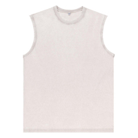 Camiseta sin Mangas de Entrenamiento para Hombre de Algodón Grueso de Corte Ancho para Gimnasio Estilo Muscle Shirt con Lavado Ácido y Logo Personalizado de Ajuste Holgado