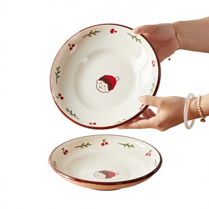 Plato de Sopa de Cerámica con Diseño de Dibujos Animados, Color Subesmaltado, Apto para Microondas, Diseño Fresco y Lindo, Modelo Tao Xiaojia, Alto Valor Estético, Novedad 2025 - Product Image 1