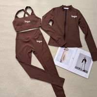 Ensemble trois pièces de sport décontracté pour femme, style OLA, brodé, respirant, idéal pour le yoga et la course à pied
