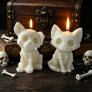 Vela Aromática de Halloween con Forma de Gato Esqueleto, Vela Creativa con Figura de Banda de Fantasmas, Adorno Decorativo para Mesa - Product Image 2