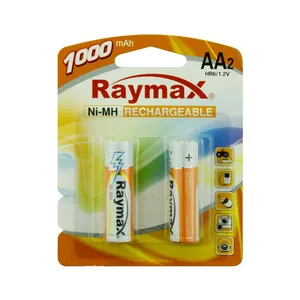 Raymax Baterai Isi Ulang HR6, Baterai Isi Ulang HR6 1.2V Ni-MH AA 1000Mah Kualitas Tinggi