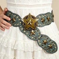 Ceinture pour femme style western, large, avec boucle en bronze antique et motif gaufré, accessoire de taille pour robe
