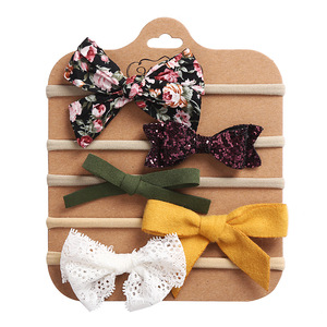 5 pz/lotto alla moda carino archi neonato fiore elastico Swaddle turbante principessa ragazze accessori per <span class=keywords><strong>capelli</strong></span> Baby Hairband Set - Product Image 6