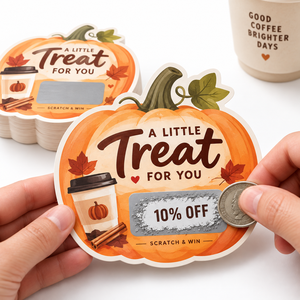 Halloween Trick or Treat Digital Printing Gloss Varnish Ghost Christmas Scratch off Game Cards for Activities - Product Image 1