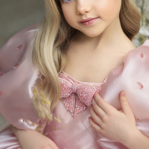 Vendita calda nuovo stile ragazze arco bambini soffice manica a sbuffo abito da principessa ballo di compleanno natale abiti da bambina - Product Image 5