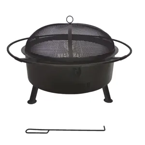 Outdoor Portable Steel Fire Pit With Pattern Black Fire Pit Customized Fire Pit