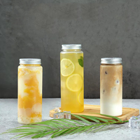 Bouteille de jus jetable en plastique PET de 100ml 200ml 250ml 300ml 500ml et bouteille d'enzyme PET avec couvercle noir