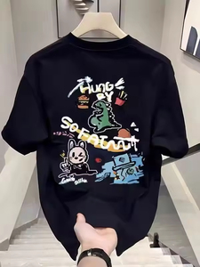 Lot de T-shirts pour hommes 100 % <span class=keywords><strong>coton</strong></span> à col rond, 4 pièces, en tissu tricoté uni avec élasthanne, 230 g, 250 g/m², vente en gros - Product Image 4