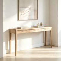 Console moderne en bois de chêne massif avec tiroirs de rangement pour villa, appartement, hôtel, salon