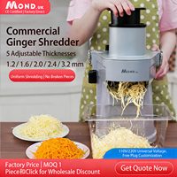 Mond.uk 180kg/uur Commerciële Elektrische Groentesnijder - Professionele Gember- & Uiensnijder, 304 RVS Hakmachine