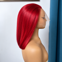 Perruque Bob Courte Droite 99J Bourgogne en Cheveux Humains, Rouge Vin, Dentelle Transparente Pré-Pluckée, Perruque Colorée Lisse, Vente en Gros pour Femmes