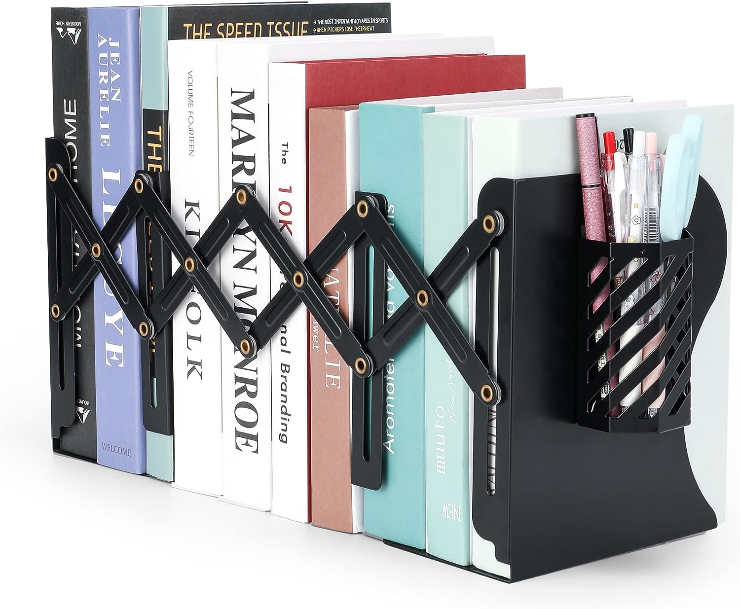 Ajustável 20 polegadas Office Table Book Termina Metal Bookends Book Holders para Prateleiras