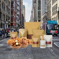 Sac d'emballage alimentaire à fermeture éclair, pochette en papier kraft brun debout avec logo personnalisé et fenêtre transparente pour le café et le thé