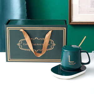 Juego de regalo de taza de temperatura constante de 55 grados cálida de cerámica taza de café estilo <span class=keywords><strong>Ins</strong></span> con caja de regalo y cuchara - Product Image 4