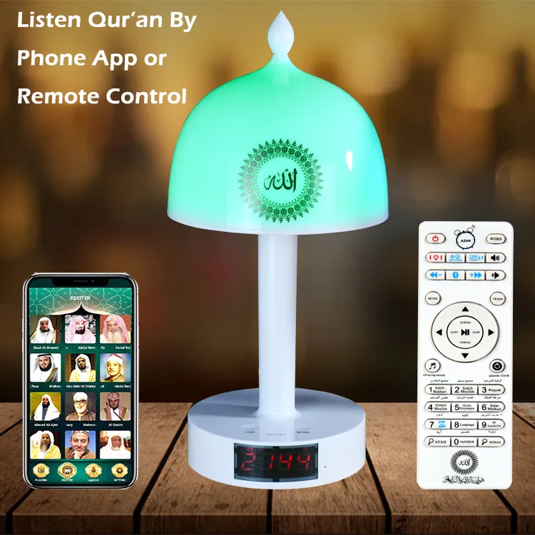 Jam azan digital muslim, pengeras suara Al quran Islam waktu dunia auotomatic lampu sentuh speaker quran