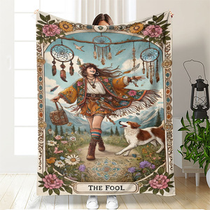 Couverture en flanelle Mystique Tarot, Plaid, Couverture de sieste, Résistante à la décoloration, Légère, pour la maison, le bureau, la sieste, Impression personnalisée, OEM ODM - Product Image 6