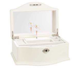 Caja de Música de Lujo para Niñas, Diseño de Princesa Blanca con Llave, Caja de Joyería Personalizada con Forma de Bailarina, Caja Musical para Regalo - Product Image 1