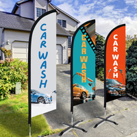 Drapeau Plume Publicitaire Personnalisé pour Extérieur, Idéal pour Services de Lavage Auto ou Promotion Commerciale, en Polyester