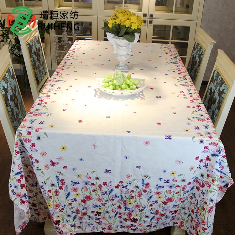 Лидер продаж скатерть с рисунком маргариток лен и хлопок кружевная кромка скатерть с заводским логотипом на заказ скатерть для стола