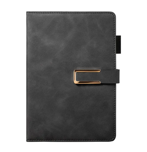 Bloc de notas de tapa dura de oficina de negocios de cuero PU A5 con botón personalizable - Product Image 1