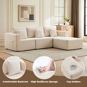 Sofá Seccional Modular en Forma de L, Envasado al Vacío, Sofá Convertible con Portavasos, Esponja de Alta Resiliencia para Sala de Estar - Product Image 4