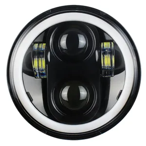 5,75 Zoll LED-Scheinwerfer Mit bernstein farbenem Blinker Weiß DRL Für Harley Motorcycle Round Led Scheinwerfer