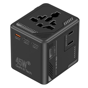 Adaptador de Viaje Universal Internacional Multi-Enchufe Worldplug GaN 45W, Cargador Todo en Uno para Teléfono, Tableta y Portátil - Product Image 1