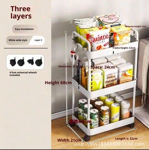 Carrito de almacenamiento móvil de plástico con ruedas Cedar Space, estantería de cocina de cuatro niveles, carrito de almacenamiento de varios niveles. - Product Image 2