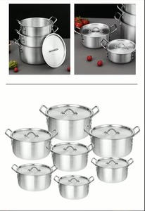 Juego de Ollas de Cocina de Aluminio de 7 Piezas, Más Vendido en el <span class=keywords><strong>Mercado</strong></span> Africano, 14-26 cm, <span class=keywords><strong>Olla</strong></span> para Arroz Pulida con Asa de Alambre de Acero para Estufa de Gas - Product Image 4