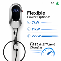Cargador de CA para vehículos eléctricos de 22 kW con 2 pistolas, cable de carga EV Tipo 2 a enchufe CEE UK, cargadores de pared EV de 22 kW, OEM ODM