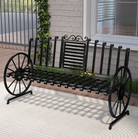 Sculpture de jardin en bronze noir, homme assis sur un banc à lattes résistant aux intempéries, vente chaude