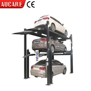 3 car four post car stacker lift 3 level stack parking lift