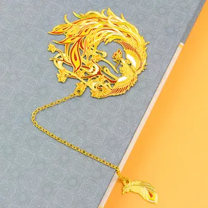 Wholesale Metal Golden Brass Bookmark Personalized Souvenir Gift Soft Enamel Custom Print Promotional Bookmark Tassel Bookmark