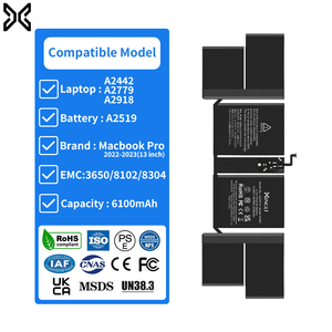 Batteries de remplacement pour ordinateur portable <span class=keywords><strong>Macbook</strong></span> <span class=keywords><strong>Pro</strong></span> 2022 2021 13 pouces 6100mAh A2442 A2779 A2918 A2519 <span class=keywords><strong>Batterie</strong></span> <span class=keywords><strong>externe</strong></span> pour ordinateur portable OEM - Product Image 1
