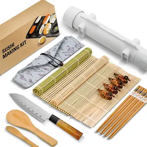 Plastic Manual Bamboo Sushi Mat Bazooka Roller Sushi Set Maker Kit Sushi Making Tools Kit for Beginner