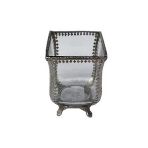 Linterna votiva de latón y vidrio de Venta caliente con acabado de níquel decoración navideña para el hogar y la decoración del hogar de la sala de estar - Product Image 1