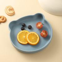 Ensemble d'assiettes d'alimentation pour bébé en silicone de qualité alimentaire, design ours de dessin animé, bol et cuillère pour aliments complémentaires pour tout-petits, sans BPA, pour nourrissons