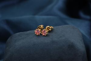 Tianyu Gems Classic Minimalist Pink Round <b>Opal</b> Stud <b>Earrings</b> for Women - Brass Gold-Plated Eight-Prong Setting - Product Image 6