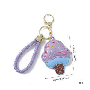Nuevo Llavero de Cuero PU con Forma de Cono de Helado, Colgante Bonito para Bolsos, Llaves de Coche, Adorno Decorativo, Accesorios Elegantes para Mujer - Product Image 2